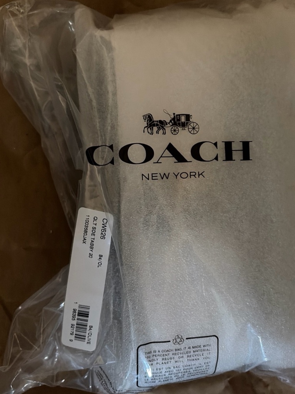 Coach Quilted Olive Tabby 20 with Gold Hardware - Picture 6 of 6